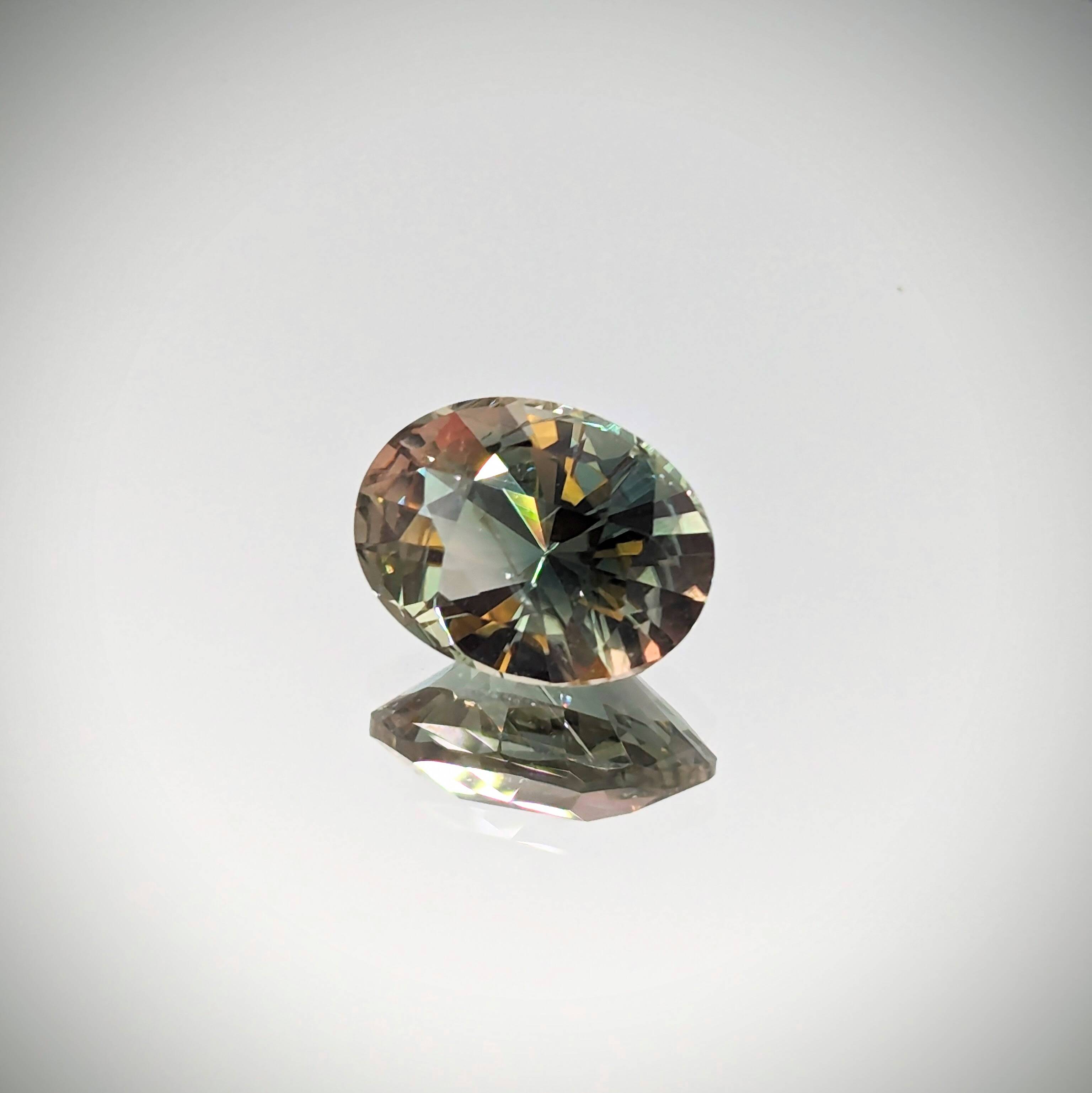 Gemstones 凛 Rhodium/Hematite Plated Mystic & Clear CZ Three Stone Twisted